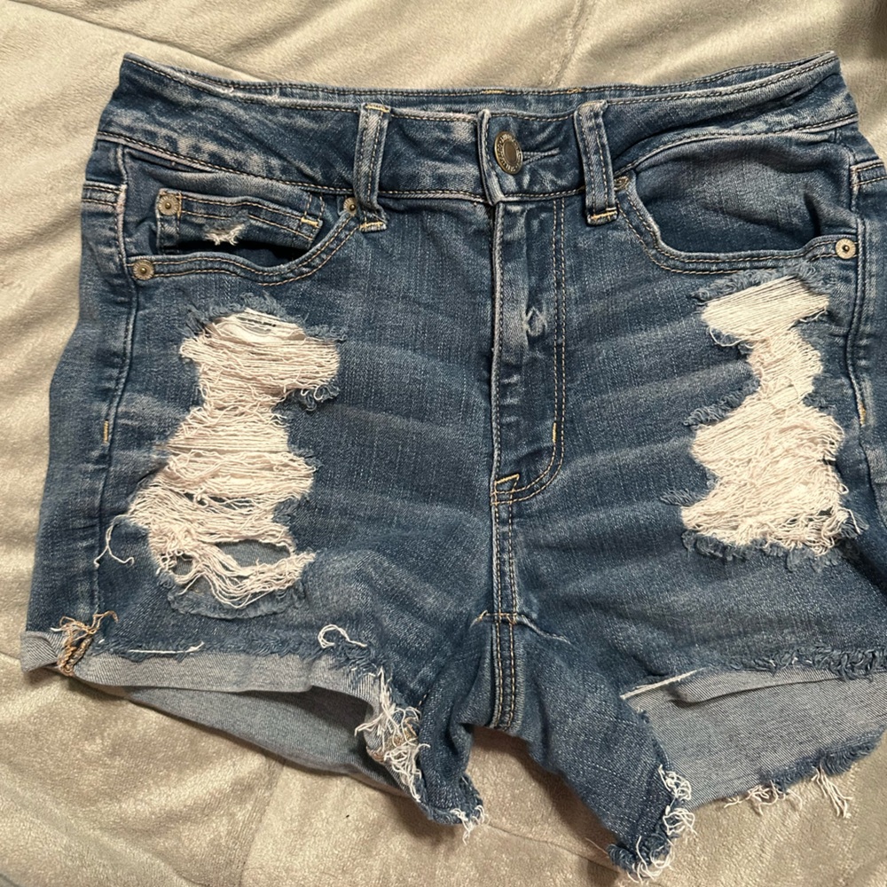 American Eagle Outfitters Distressed Blue Denim Shorts